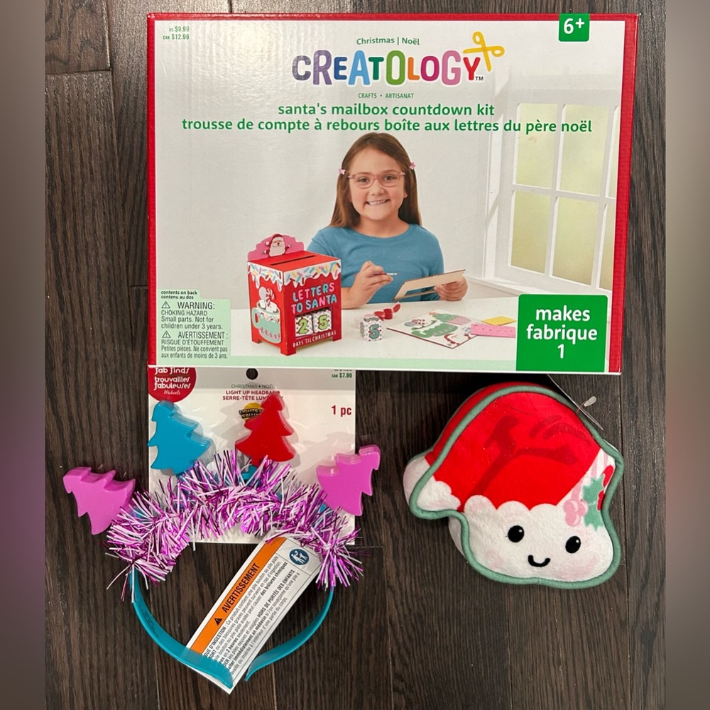 Santa's Mailbox Countdown Kit with Headband all NWT